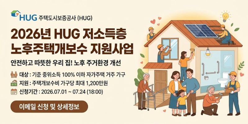 저소득 자가주택 거주 가구의 노후 주거환경을 개선하고, 안전·위생·생활 불편 해소를 위한 주택개보수비를 지원하여 안정적인 주거생활을 돕는 사업이다.